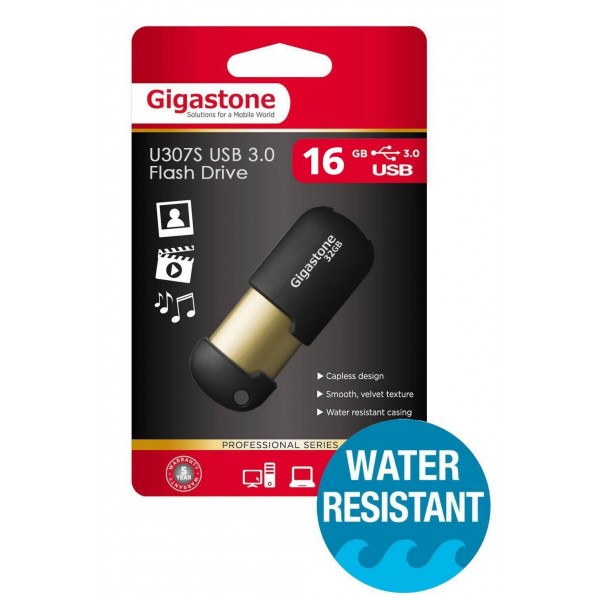 Gigastone Flash Drive U307S 16GB USB 3.0 Μαύρο Professional Series Metal Frame 